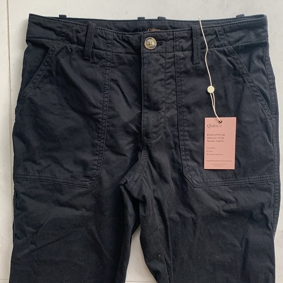 Quince Pants - NWOT Quince black organic cotton utility joggers zip ankle size 4 hiking pants